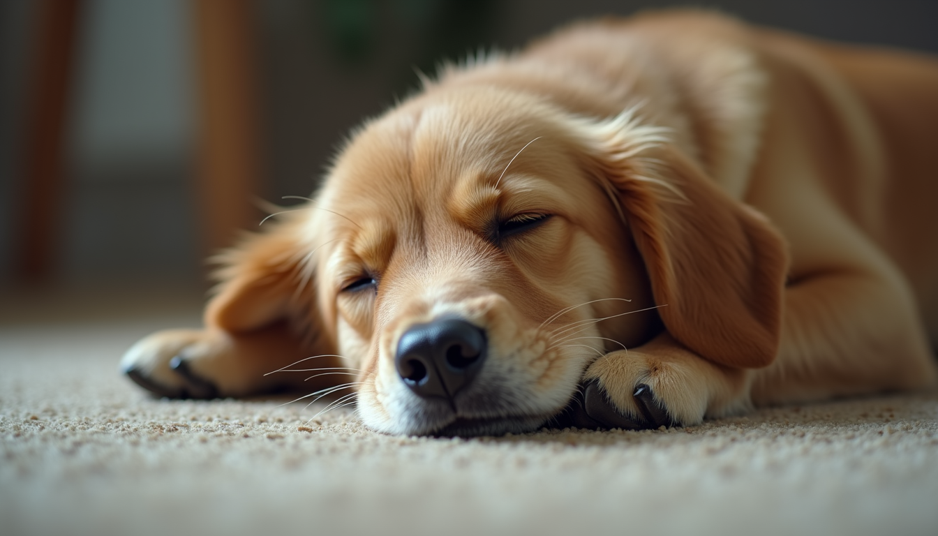 A puppy napping peacefully and stress-free at K9 Pet Care